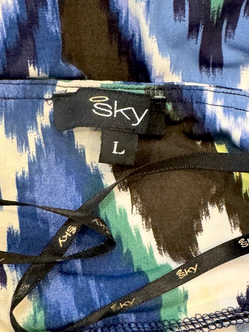 SKY IKAT Blue Brown Leather Braid Belt Keyhole Halter Maxi Gown Slip Dress NWOT - Picture 2 of 11